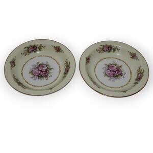 Vintage Occupied Japan Maruichi Fine China Rose Pattern Gilt Edge bowls lot of 2
